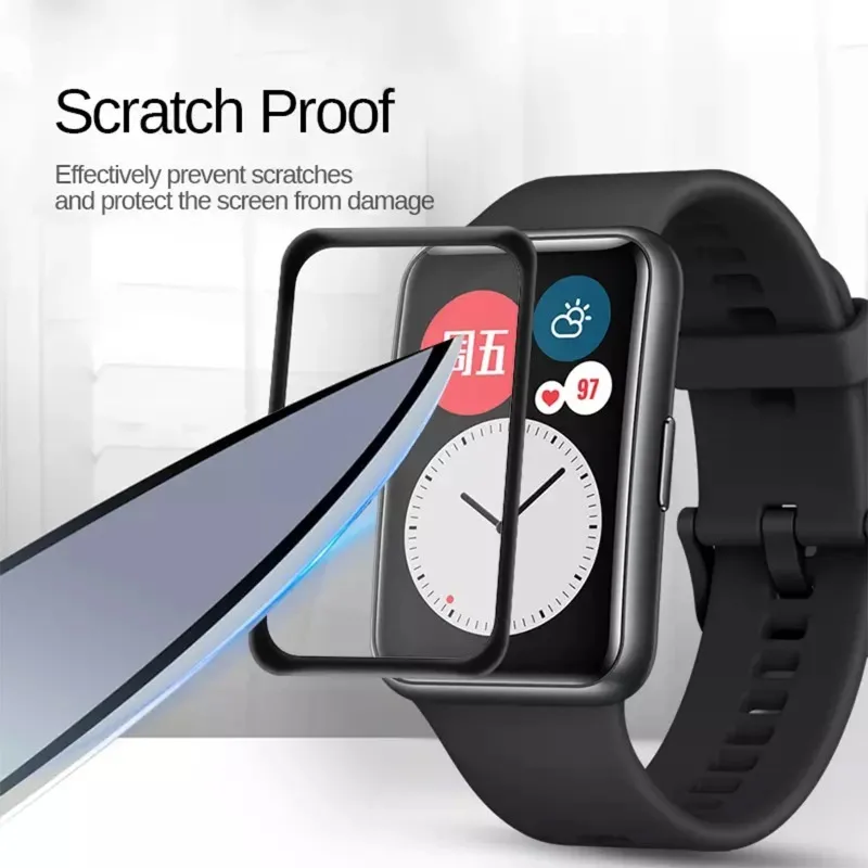 Curved Screen Protector for Huawei Watch Fit - Soft Tempered Glass Film Accessory (1-5 Pack)