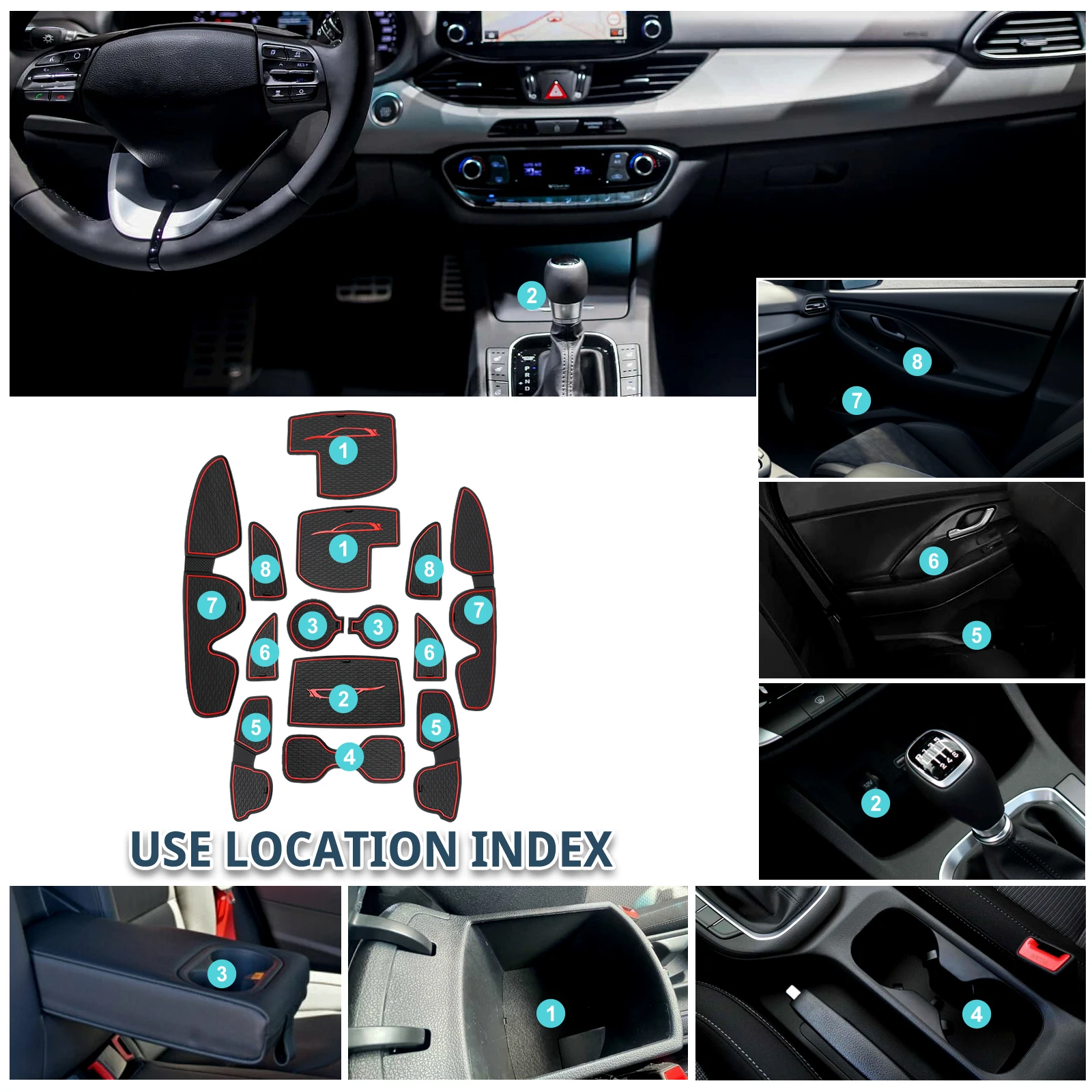 RUIYA for Hyundai i30/ i30 N/ i30 N Line 2023 Car Door Groove Mat