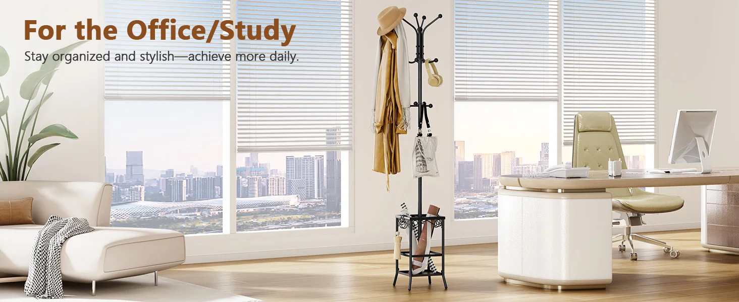 Great for the office to store coats and briefcases, with space below for files to stay organized.