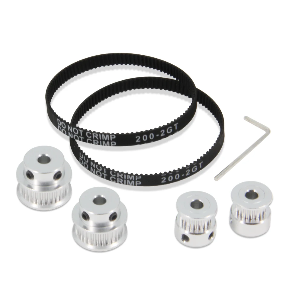 

2PCS/Set GT2 Synchronous Wheel 20&30 Teeth 5mm Bore Aluminum Timing Pulley with 2PCS Length 200mm Width 6mm Belt (20-30T-5B-6)