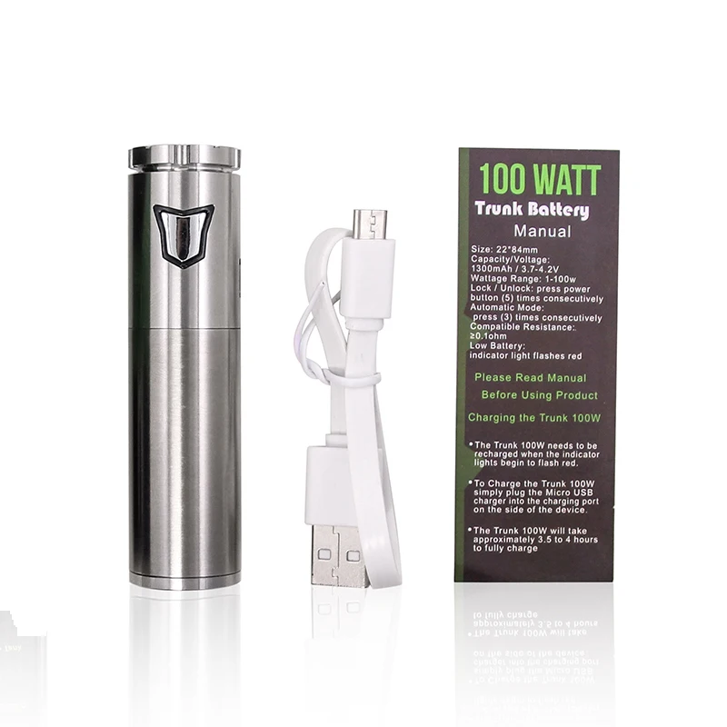 Trunk Battery 100W Preheat For Motar I/II 100W 1300mAh Manual Automatic Mode Micro USB Charger smoking accessories tobacco smoking accessories