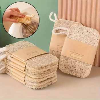 Naturale Luffa Spugna Piatto Panno per lavare Luffa Scrub Pad Piatto Pentola Facile da pulire Scrubber Spugna Cucina Spazzole Pulite Per La Casa 1