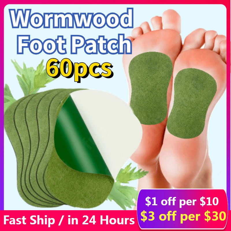 

12/36/60pcs Wormwood Foot Patch Heel Fatigue Pain Relieving Plaster Relieve Stress Detoxification Help Sleeping Body Detox Pad