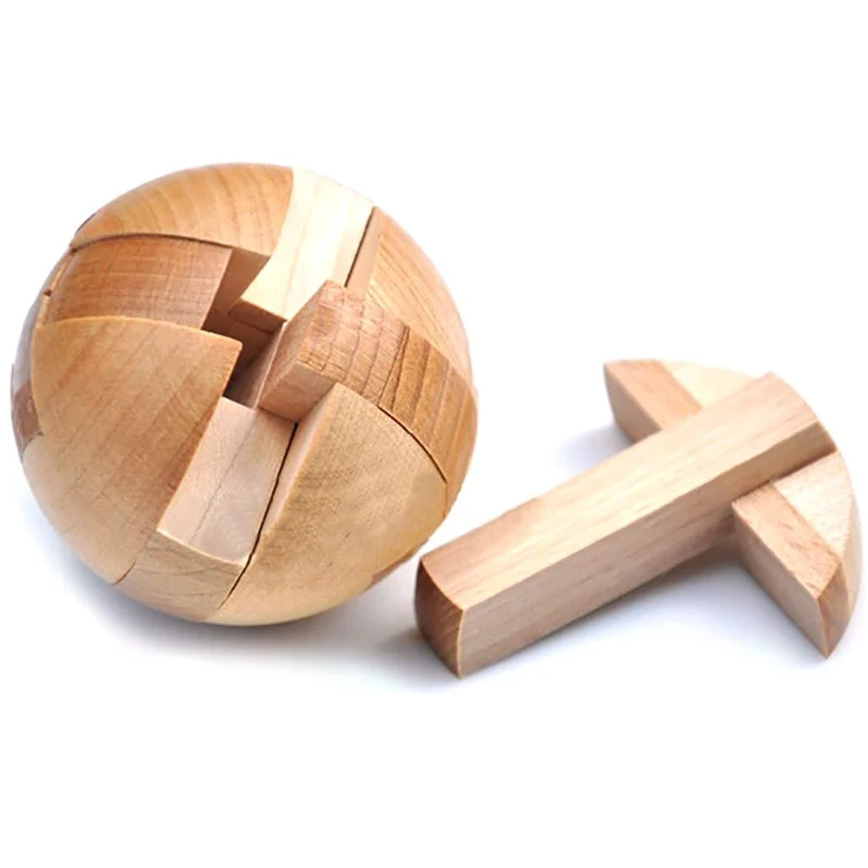Wooden Ball Puzzle Sphere Unlock Interlock Luban Lock IQ Test Logic Games Brain Teasers For Adults And Kids Educational Toys 4