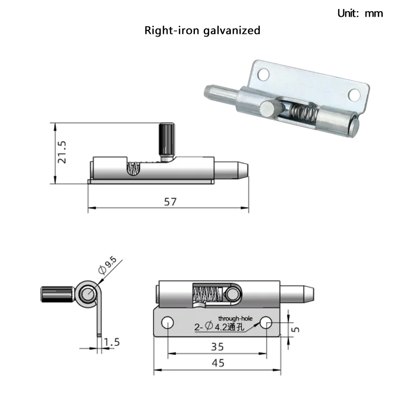 Description Picture 5 of itemIron Galvanized or Stainless Steel Spring-loaded Hinge Pin for Retractable Doors Detachable Hinges and Cabinet Door Latches