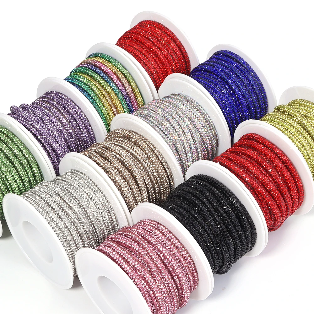 Colorful Rhinestone Chain - Crystal Dense Cup Banding for DIY Jewelry, Bows, and Headwear