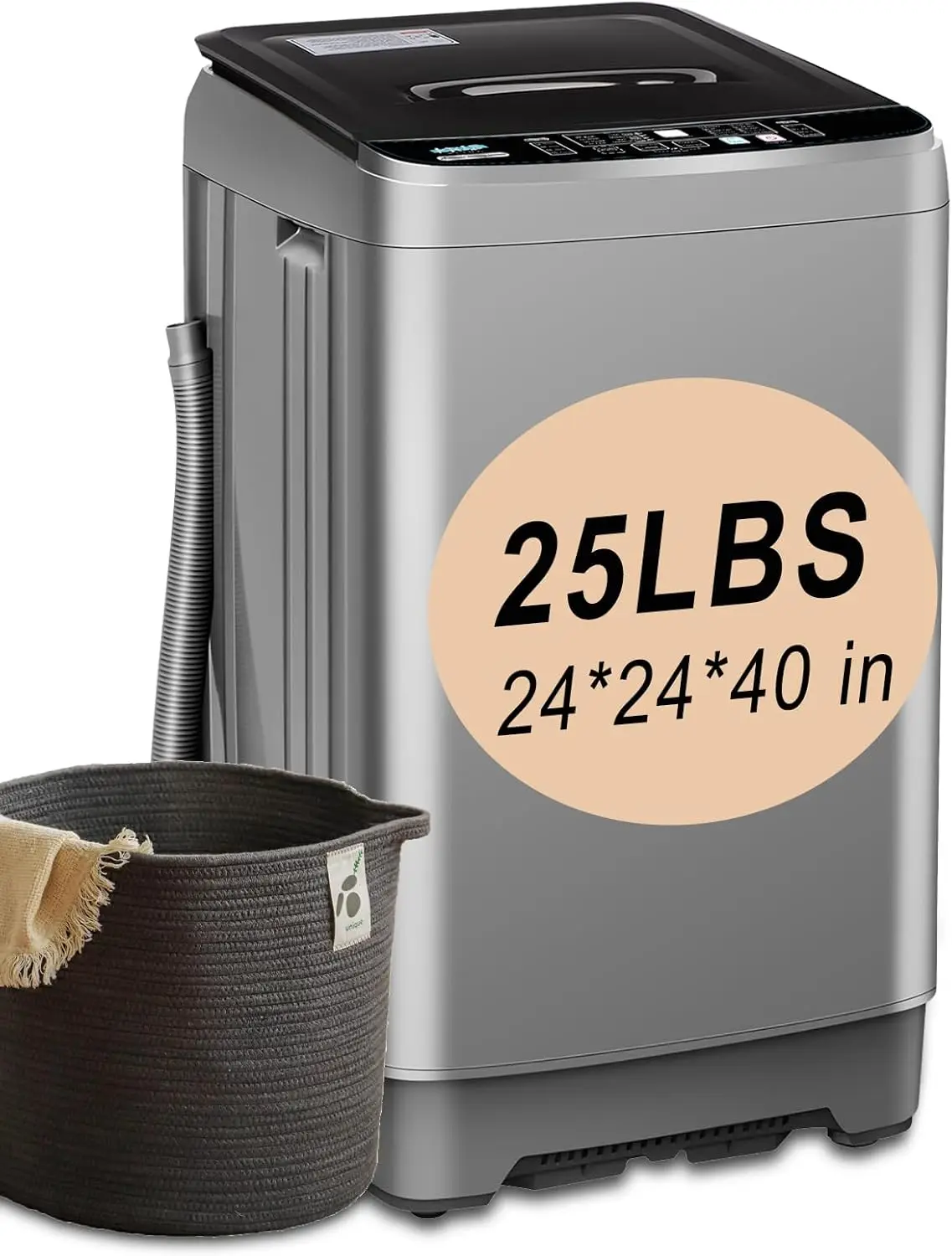 Full Automatic Washing Machine 25lbs Compact Portable Washing Machine with LED Display Drain Dump 10 Wash Programs