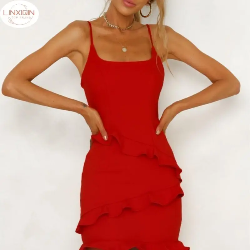 

Элегантное платье на бретелях-спагетти, женское облегающее платье с квадратным вырезом и шнуровкой, лето 2024, повседневный женский пляжный сарафан, платья