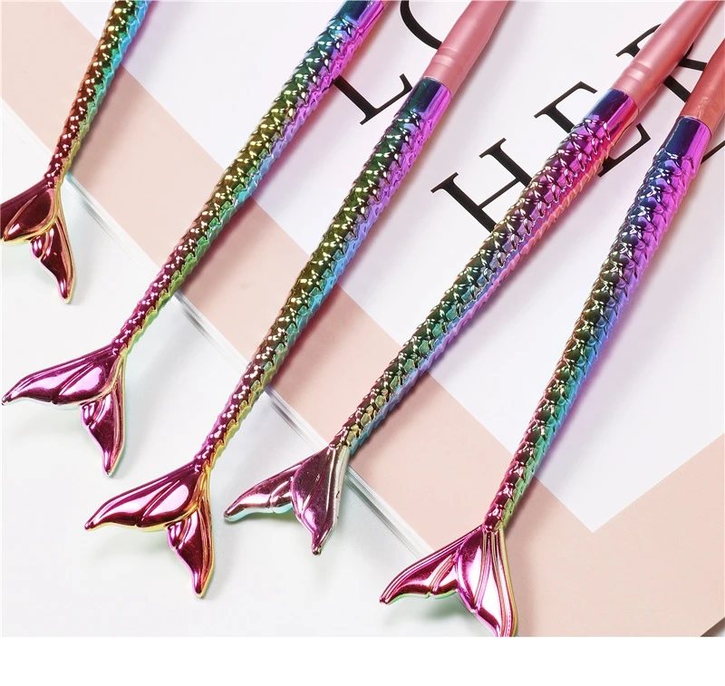5Pcs/Set Mermaid Gradient Flower Nail Art Brush Carved Stripe Painting Drawing Pen Acrylic UV Gel Nail Tip Manicure Tool 6