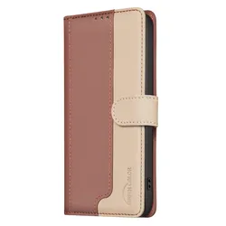 Magnetic Flip Leather Wallet Phone Case - Cover with Built-in Card Slots for Galaxy M55 (F55) (Brown)