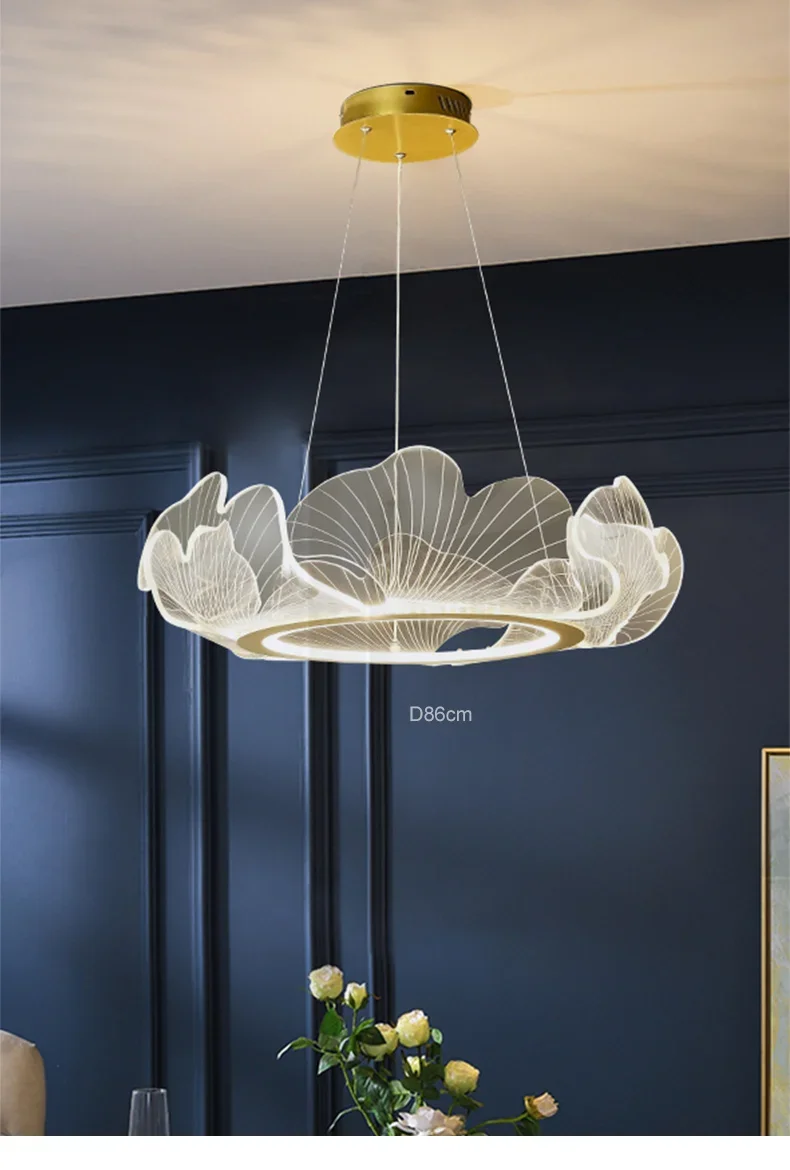 Description Picture 6 of itemModern Nordic Light Luxury Lotus Leaf Chandelier Postmodern Minimalist Living Room Dining Room Bedroom Pendant Lamp