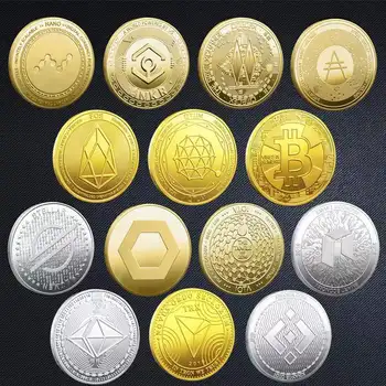 Bitcoin Crypto Dogecoin /Ethereum/Bitcoin/Litecoin/Ripple/Monero/EOS Coin Metal Gold Silver Cardano BTC Crypto CoinCollection 1