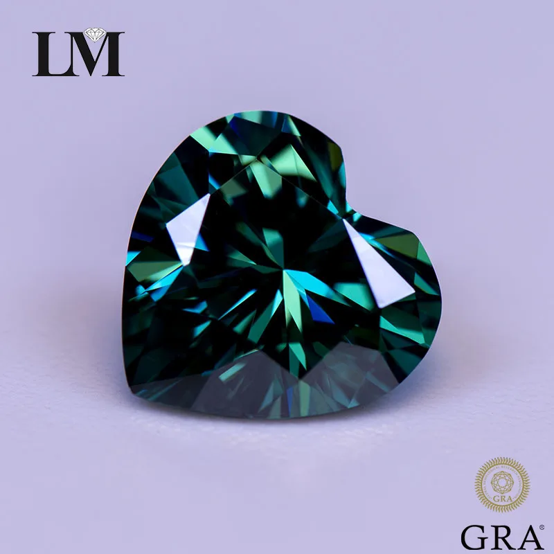 

Moissanite Stone Primary Color Emerald Green Heart Cut Gemstone Lab Grown Diamond for Charms Women Jewelry with GRA Certificate