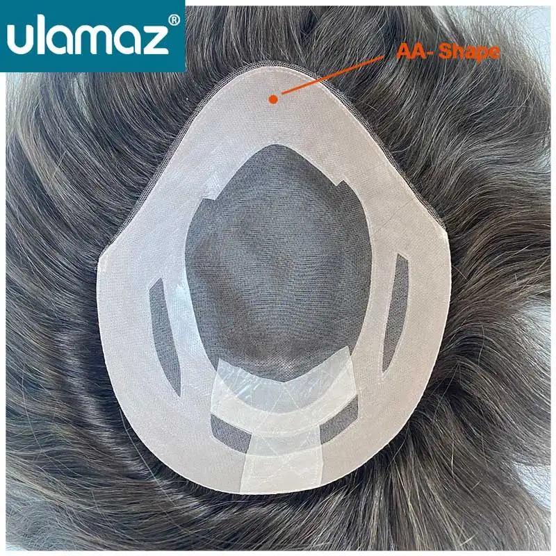 Parrucca da uomo AA-forma Mono Protesi capillare da uomo Doppi nodi Parrucca maschile Capelli umani NPU attorno al sistema di capelli Parrucche per uomo Parrucchino - immagine 3