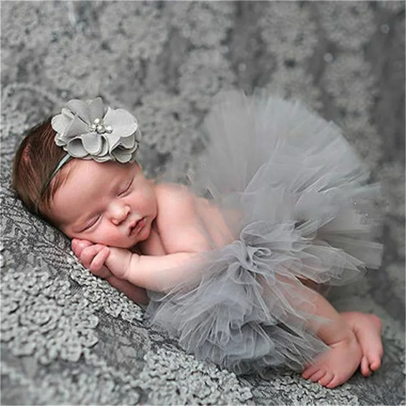 Tulle Tutu Skirt Baby Yellow Tutu Set with Headband Cake Smash Outfit Infant Princess clothes