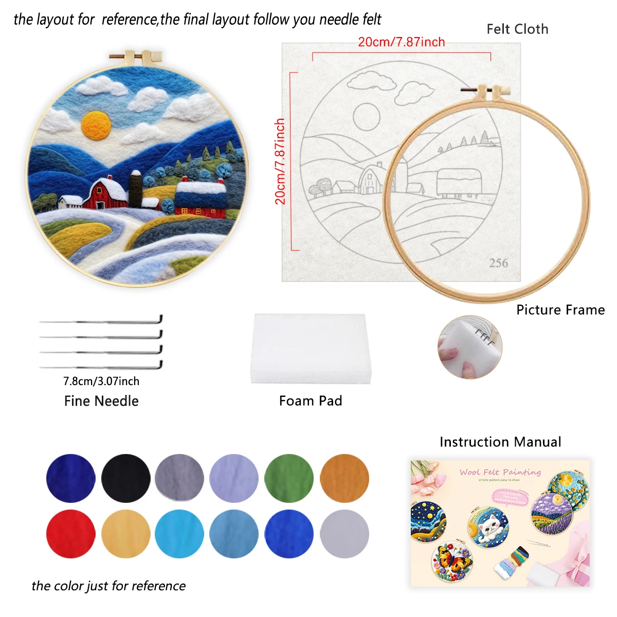 RUOPOTY Fox Pattern Needle Felting Starter Kit Wool Needle Felting Supplies Felt Felt Painting Kit For Beginners Diy Gift