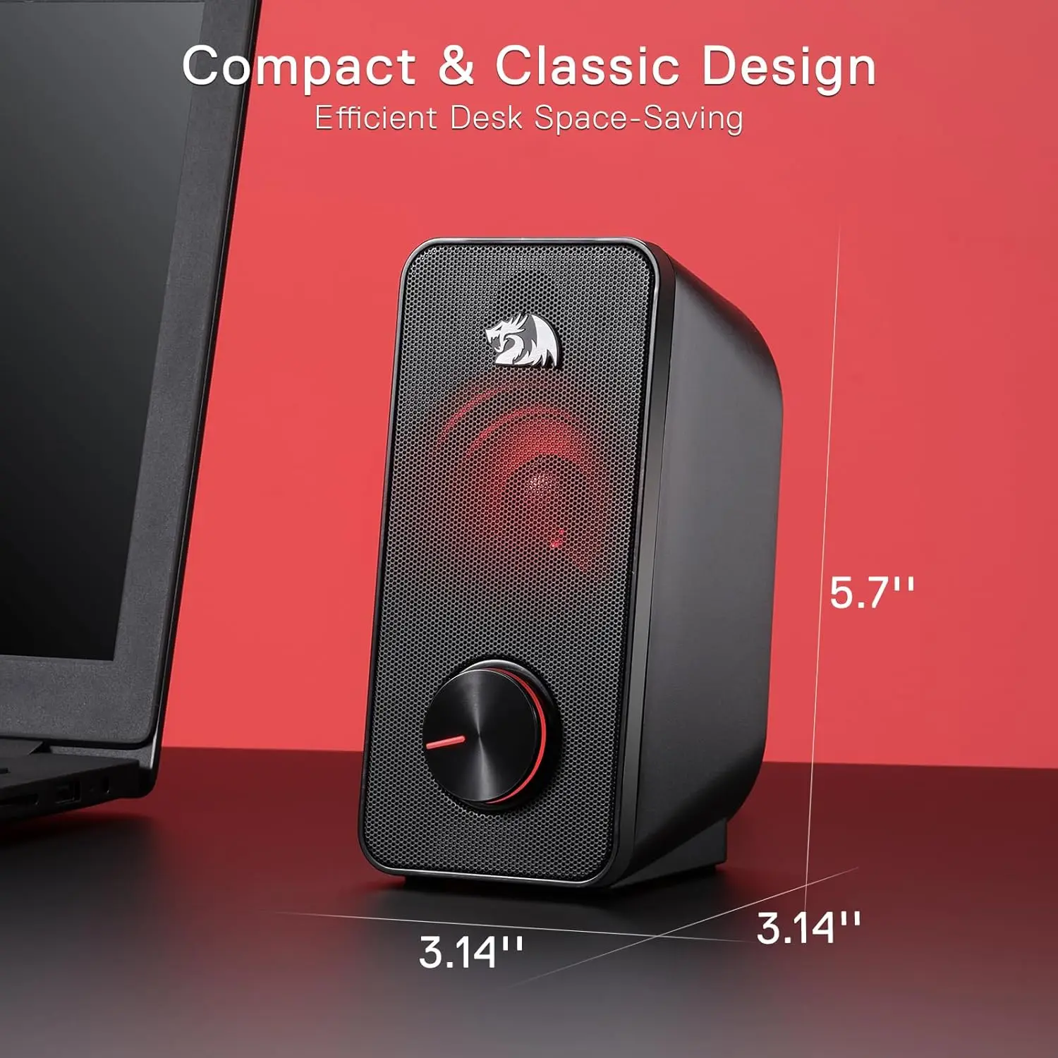 Redragon USB PC 게이밍 2.0 채널 스테레오 데스크탑 컴퓨터 스피커 백라이트, GS500 스텐터