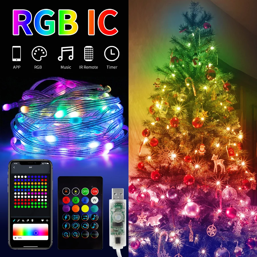 5V-Bluetooth-RGBIC-LED-String-Light-Dreamcolor-WS2812B-Fairy-Christmas ...