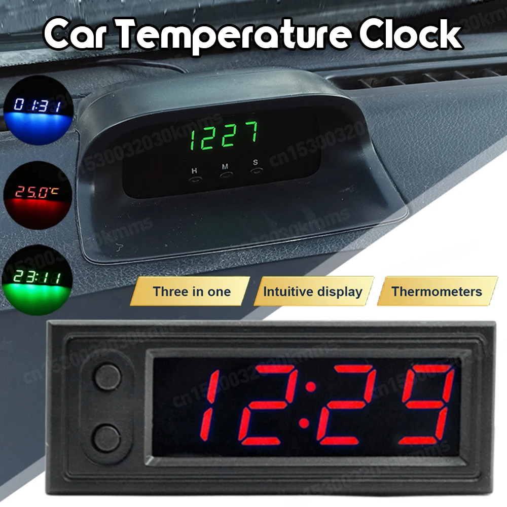 3ColorsCarClockUniversalAutomotiveDigitalClockDate3in1LCDDisplayElectronic