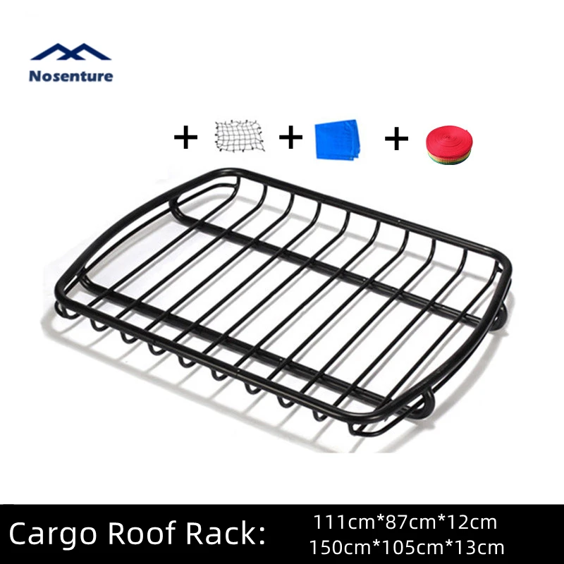 NOSENTURE 111cm*81cm Steel Cargo Carrier Basket / Cargo Roof Rack Car Top Luggage Holder for SUV