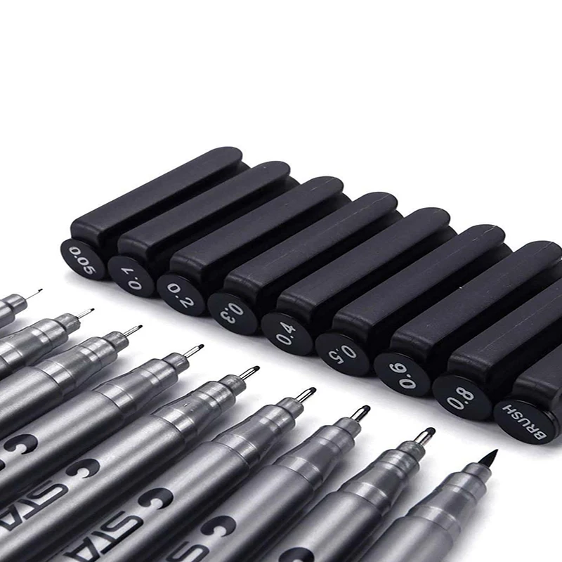 Precision Black Micro Pen Fineliner Ink Pens Waterproof Archival Ink Fine  Point Micro Liner, Multiliner Sketching Anime 9pcs/set - AliExpress