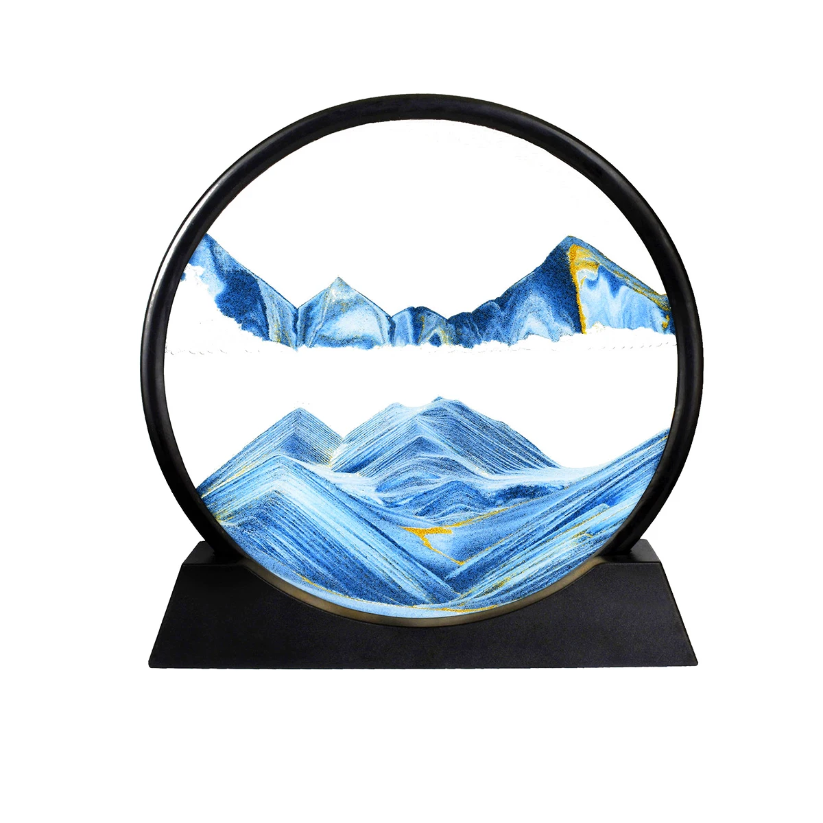 360 Rotatable Quicksand Painting Moving Sand Art Flowing 3D Landscape Deep Sea Sandscape in Motion Display Office Decors 7/12 In 