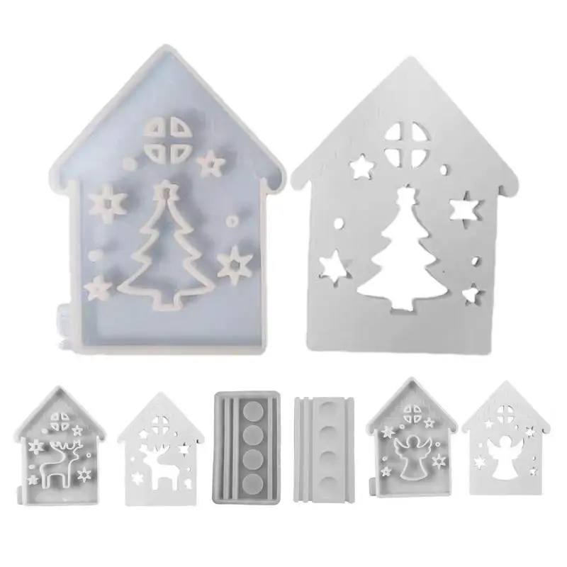 

House Candle Holder Mold Silicone Candle Molds DIY Christmas Theme Resin Mould Creative House Candle Mold for Home Decor