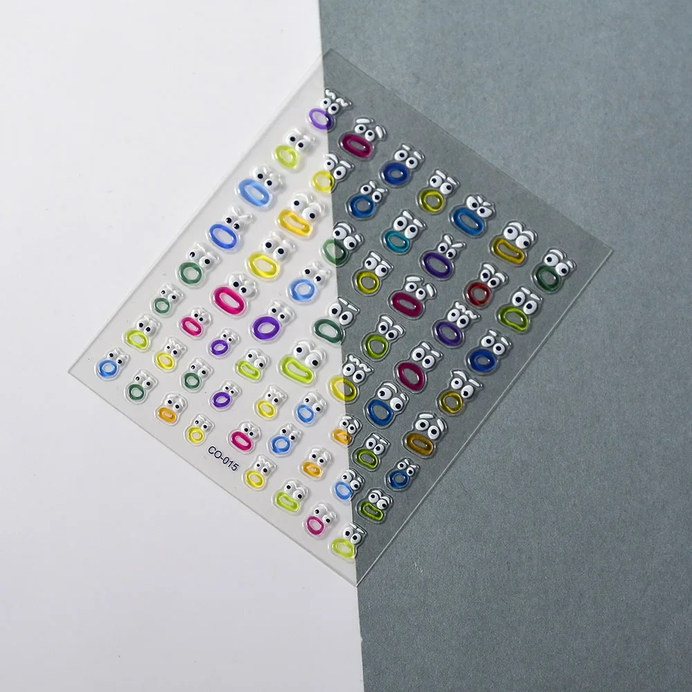 3D Mouth Monster Nail Sticker Dopamine Cute Jelly Nail Art Decals Funny Expression Pack Embossed Hand Ledger DIY Decor Manicure