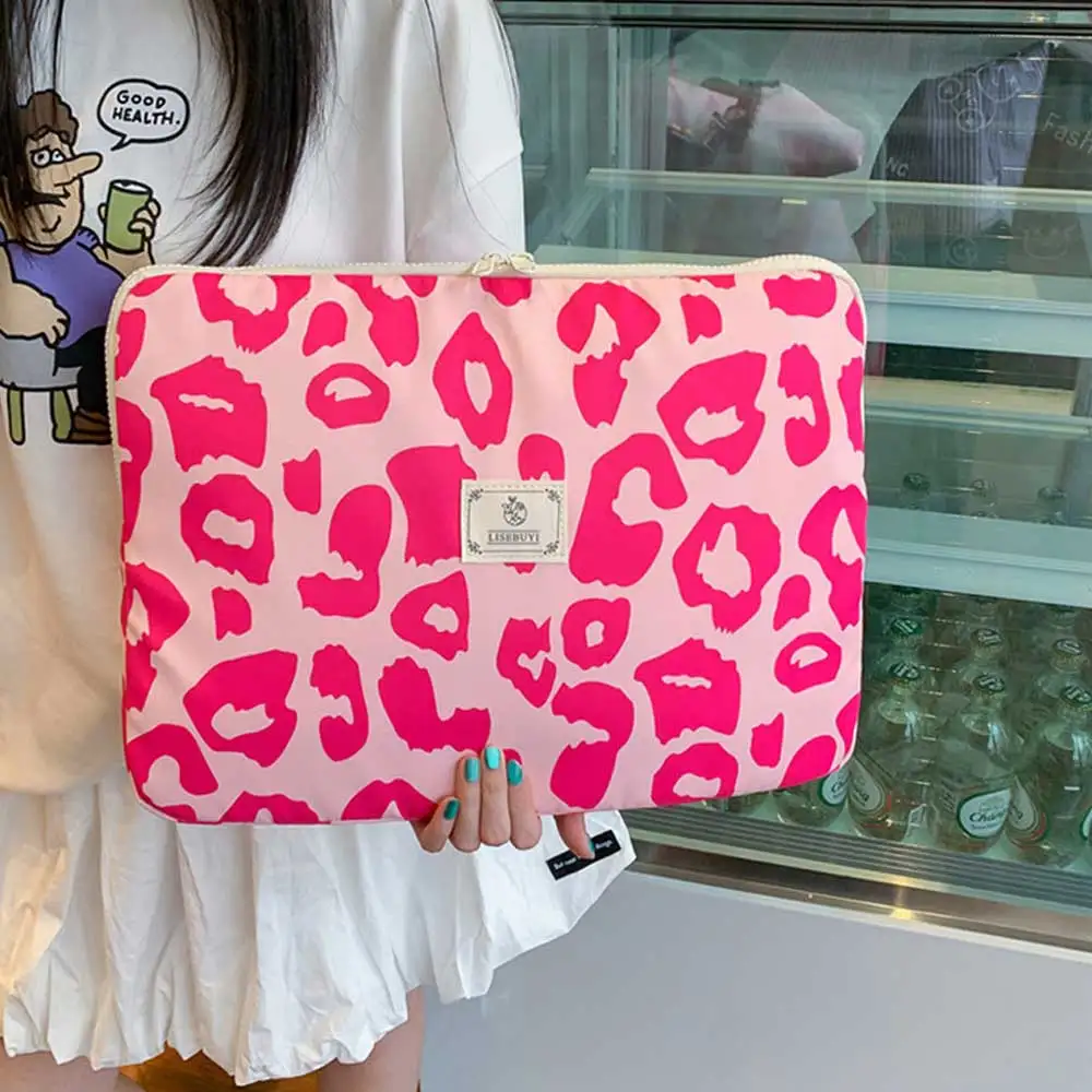 Pink Print Bear Shockproof Laptop Sleeve and Portable Pouch