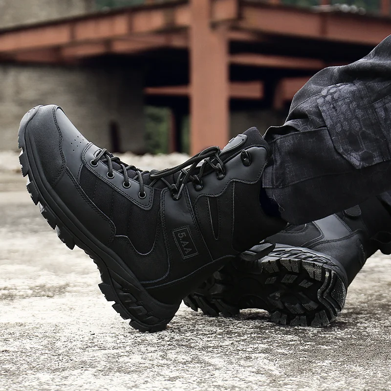 High-quality Hiking Boots Men Genuine Leather Military Man Tactical Boots Size 47 Non-slip Outdoor Boots Botas Tacticas Hombre