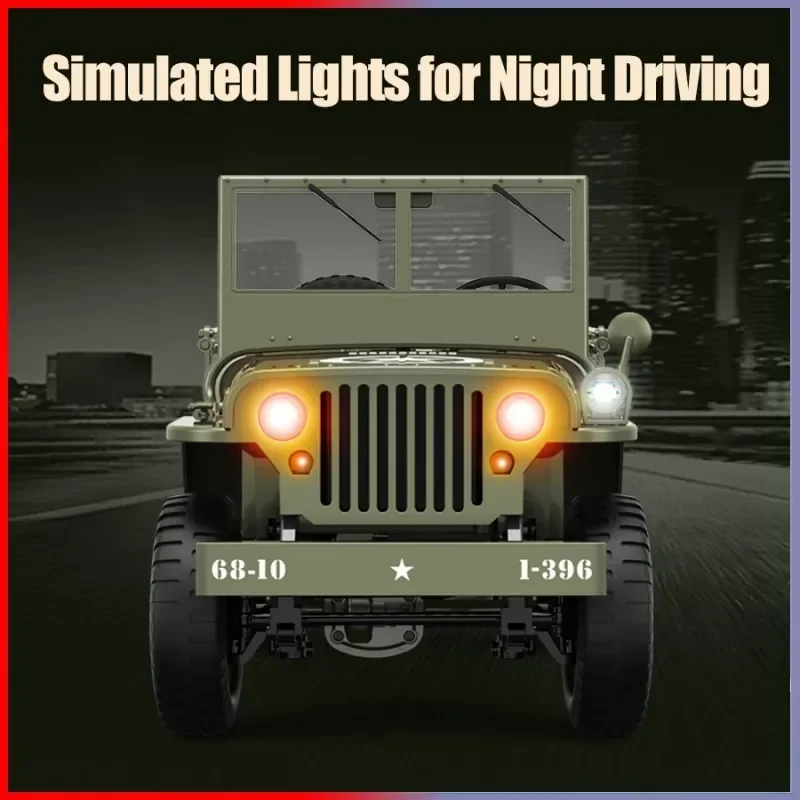 JJRC C8815 RC Car 1:10 Military Truck Willys Jeep 2.4G 4WD Remote Control Car Simulated Vehicle Model Toy Gift for Adult Kids 5