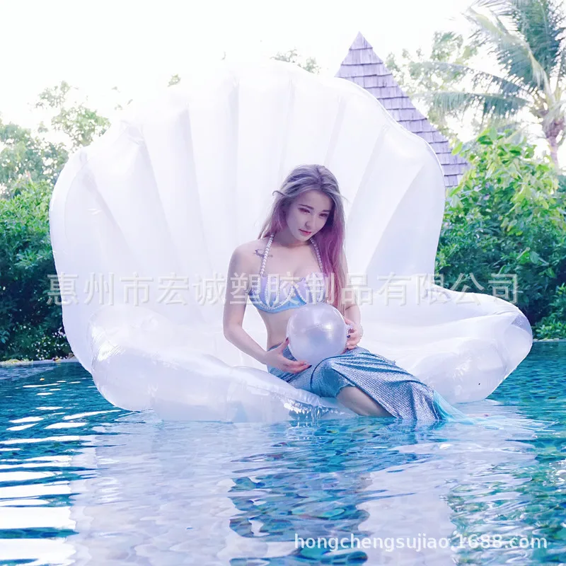 

Inflatable Shell Floating Bed White Shell with Pearl Floating Row
