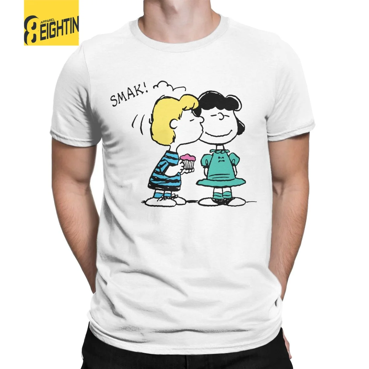 Arachidi San Valentino Lucy Schroeder Kiss T-Shirt Uomo Snoopy Vintage Cotton Tees O Neck T-Shirt Manica Corta Nuovo Abbigliamento