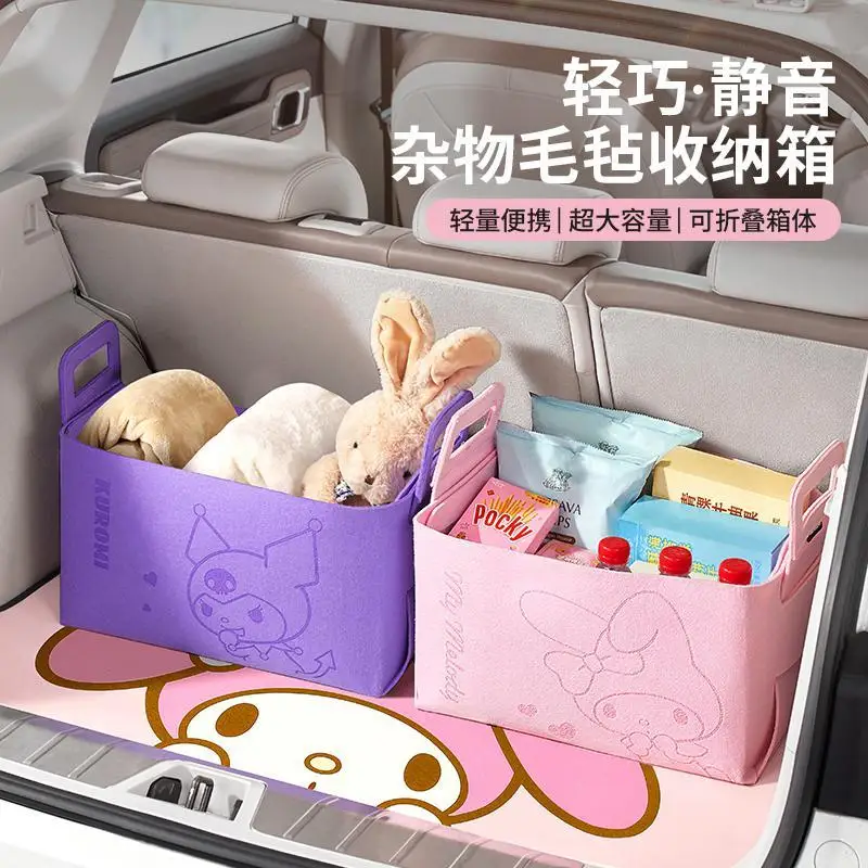 Sanrio Felt Storage Box Snack Grocery Basket Kuromi Fabric Foldable Toy Cartoon Storage Basket Cinnamoroll Sorting Storage Box 4