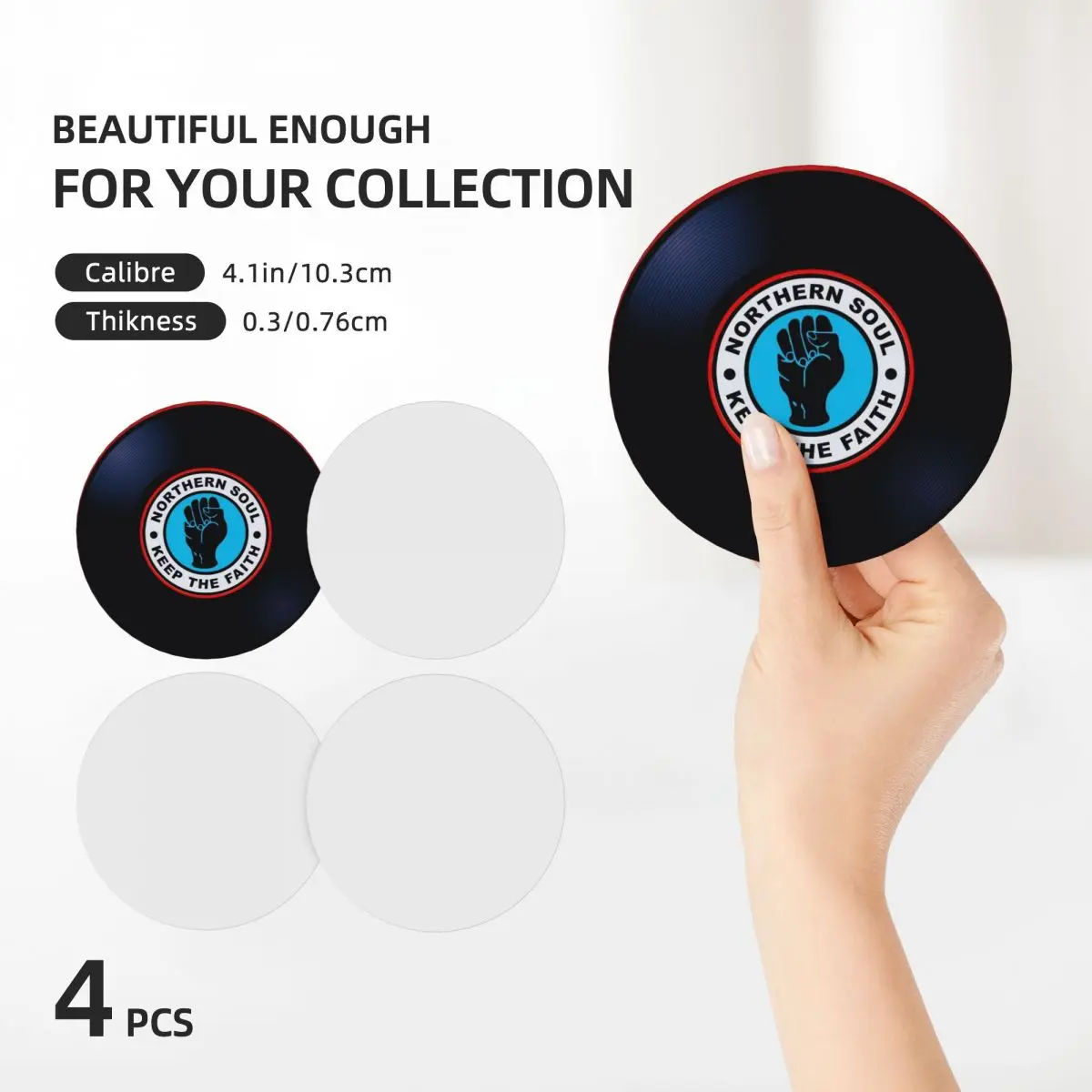 Northern Soul Vinyl Record Ceramic Coasters (Set of 4) black customized Coasters 3 S7c315e715c534a5fac93ed14371e1a329