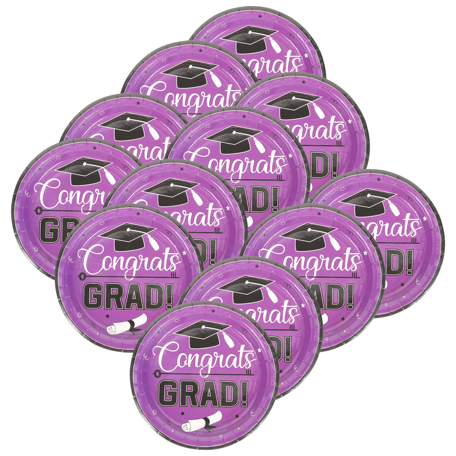 24 Pcs Graduation Party Supplies Disposable Plates Paper Plates 7 Inch Disposable Class of Festive Tableware