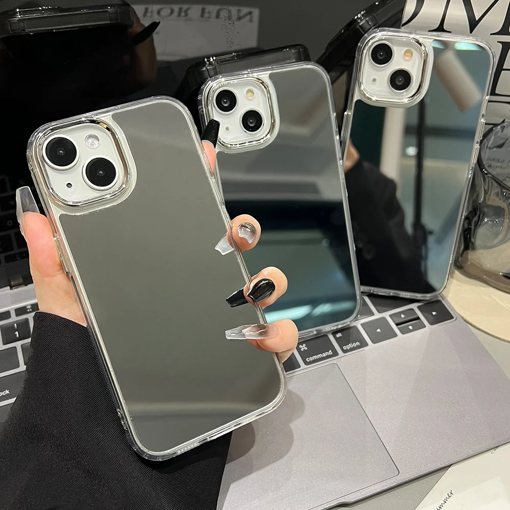Luxury Acrylic Makeup Mirror Phone Case with Plating Shockproof Cover