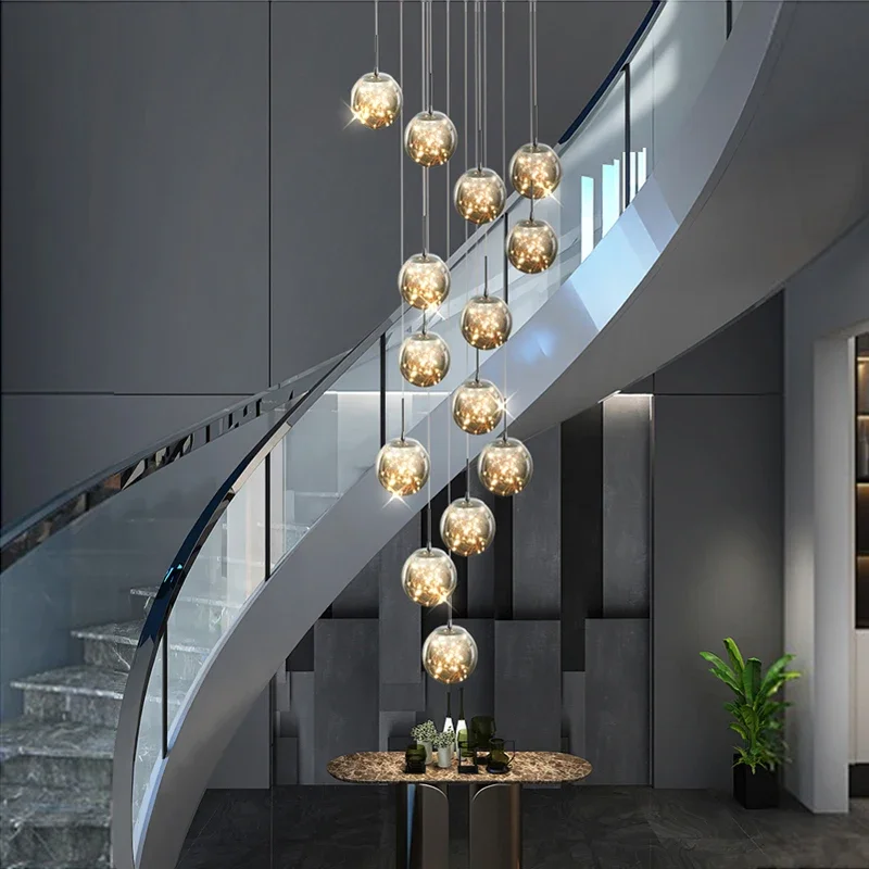 

Лампа для лестницы, длинная люстра в современном минималистичном стиле, двойное здание, роскошный креативный налобный фонарь для виллы, лофта, квартиры, гостиной