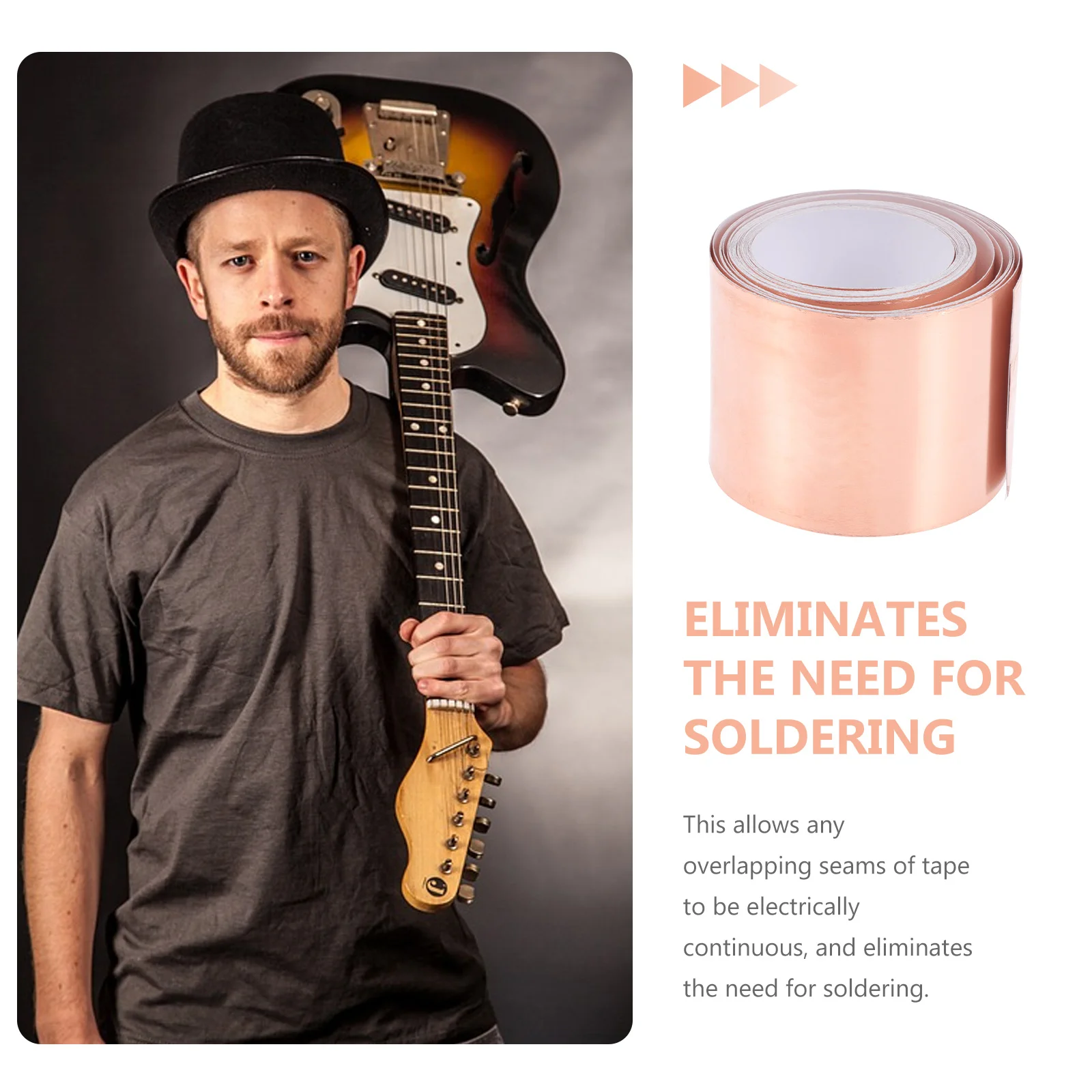 Cinta adhesiva de lámina de cobre para guitarra, blindaje EMI de ruido, resistencia al desgaste, reducción conductora