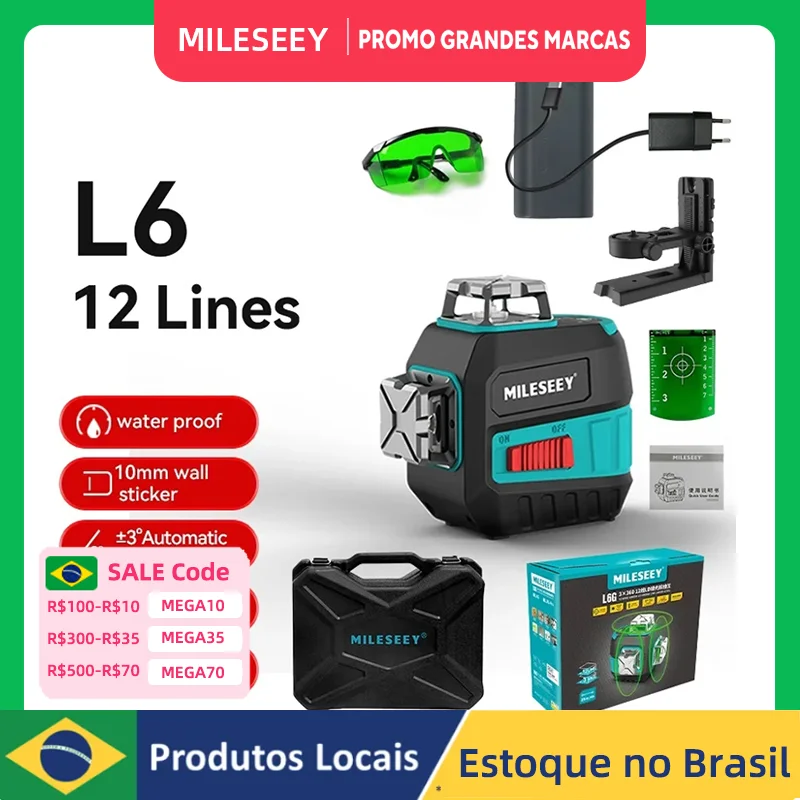 MiLESEEY 360 12 Lines 3D Self Leveling Green Laser Level Professional Laser Leveling Device Horizontal And Vertical Cross Tools