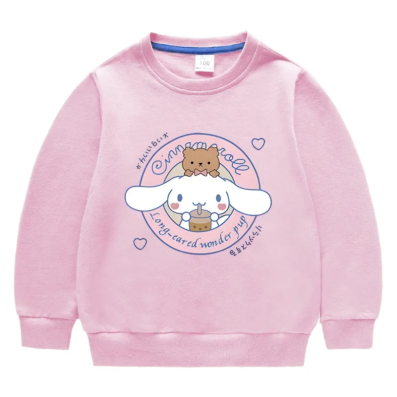 

Sanrio Kuromi Kawaii Cinnamon Dog 2023 Spring and Autumn Cartoon New Children's Clothing Round Neck Sweater Long Sleeve Cotton