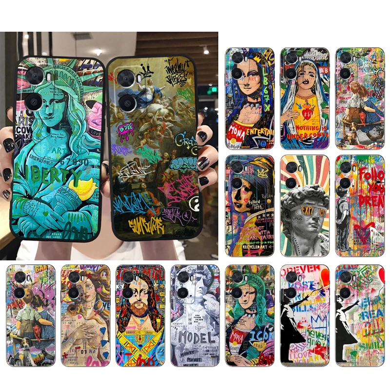 

Graffiti Mona Lisa David Case For OPPO Realme 10 Pro Plus GT 2 Pro X2 Pro XT C25S 8 7 6 Pro 6i GT Master C3 C21Y X3 SuperZoom