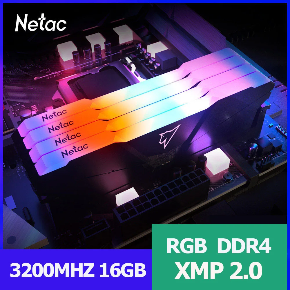 Оперативная память Netac ddr4 3600 МГц RGB ecc 3200 8GBx2 16 ГБ 32 XMP 1 35 в для настольных игр модуль