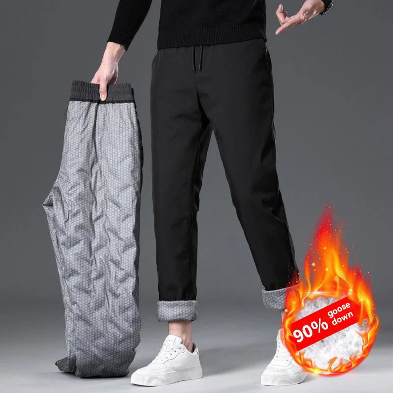

2023 Winter Fleece Pants Men's Thick Warm Casual Sweatpants High Quality Waterproof Fashion Drawstring Large Size Jogging Pants