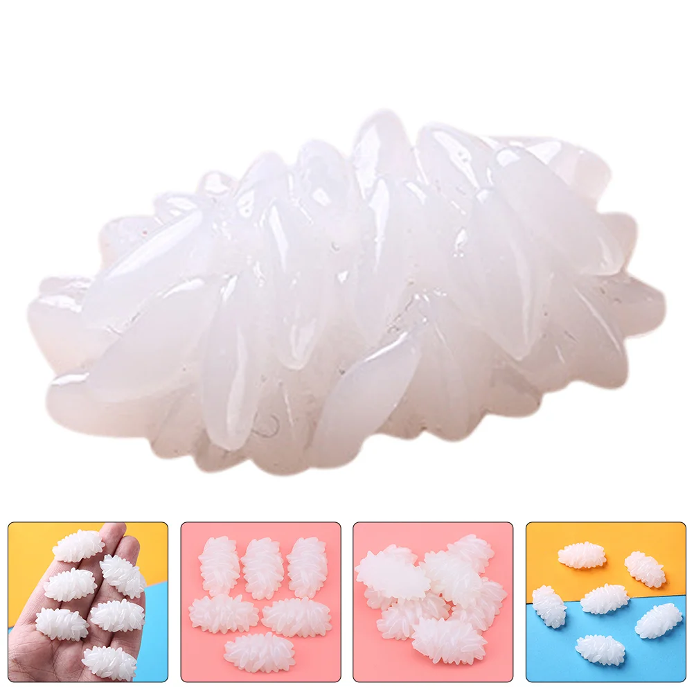

20 Pcs Simulated Food Toy Rice Grains Fake Model Ornament Decors Artificial Lifelike Adornments Decoration White Prop