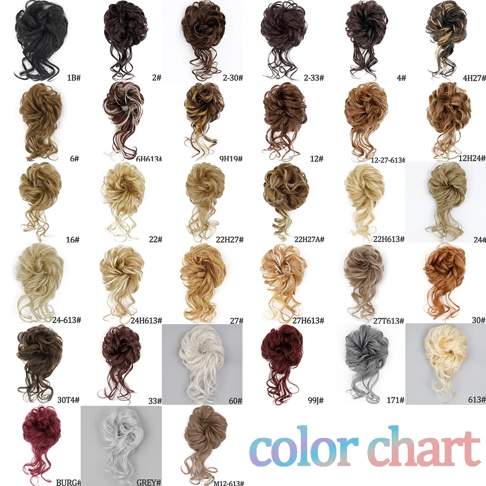 MISSQUEEN Synthetic Messy Curly Bun Extensions With Elastic Rubber Band Solid Color Black Brown Blonde Bun For Women Wigs