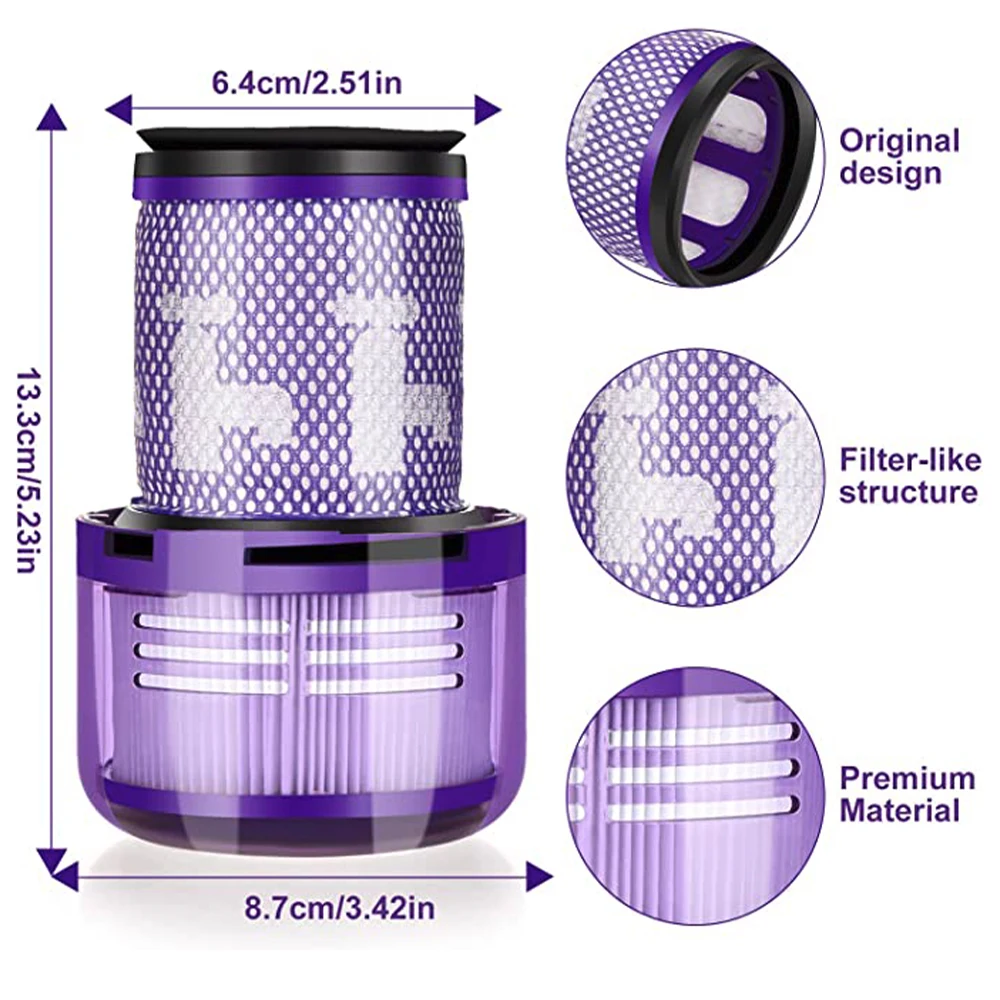 Dyson v12検出用交換用フィルター,薄型コードレス掃除機,洗える