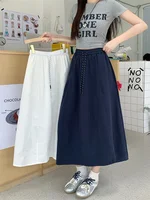 Plus Size Skirt Women 2025 Summer New Fashionable High Elastic Waist A Line Skirt Korean Style Casual Long Skirt Woman - Image 2