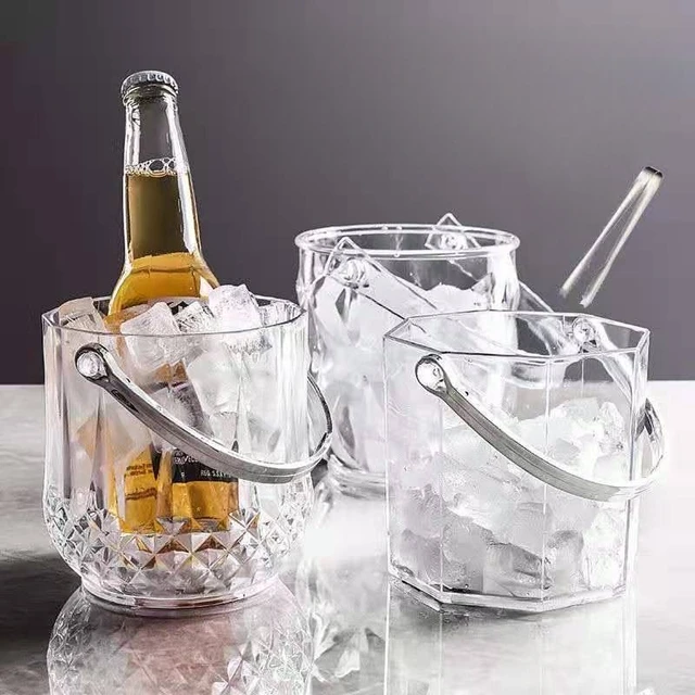 Acrylic Ice Bucket High Appearance Level Commercial Champagne Barrel Household Anti-slip and Anti-fall Plastic Small Ice Buckets