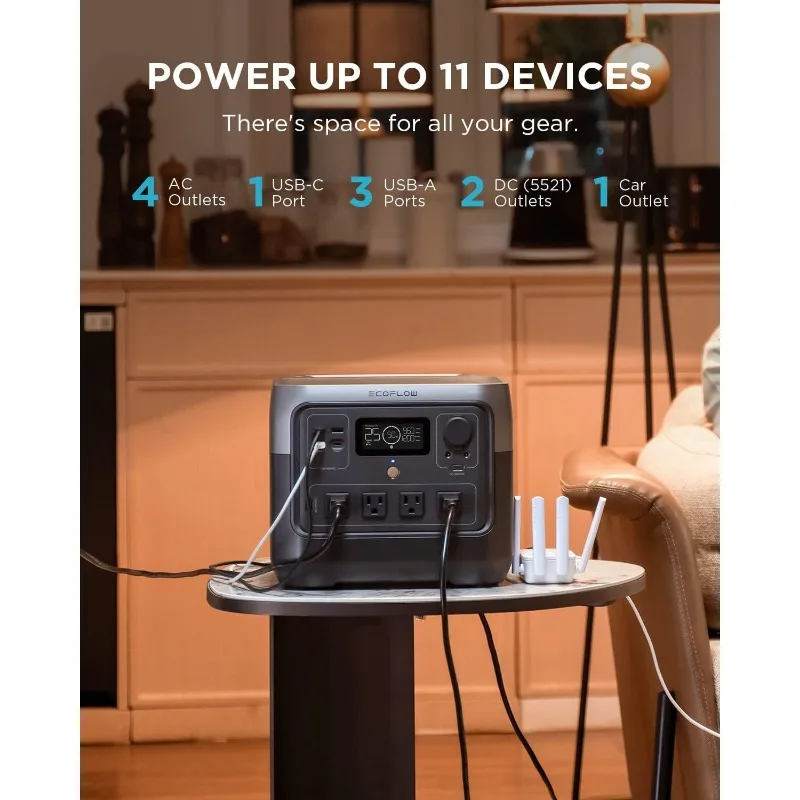 Portable Power Station RIVER 2 Pro, 768Wh LiFePO4 Battery, 70 Min Fast Charging, 4X800W (X-Boost 1600W) AC Outlets 6